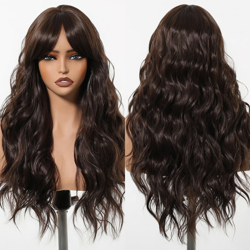 Eireen-DWYLong Brown Curly Glueless Synthetic Wig