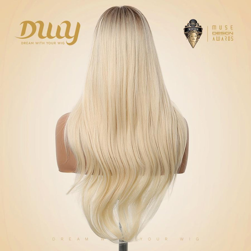 【CLEARANCE SALE】Barbara DWY Machine Made Long length Wavy Hairstyle Light Blonde Glueless Synthetic Wig for Women 28 Inches Glueless Wigs