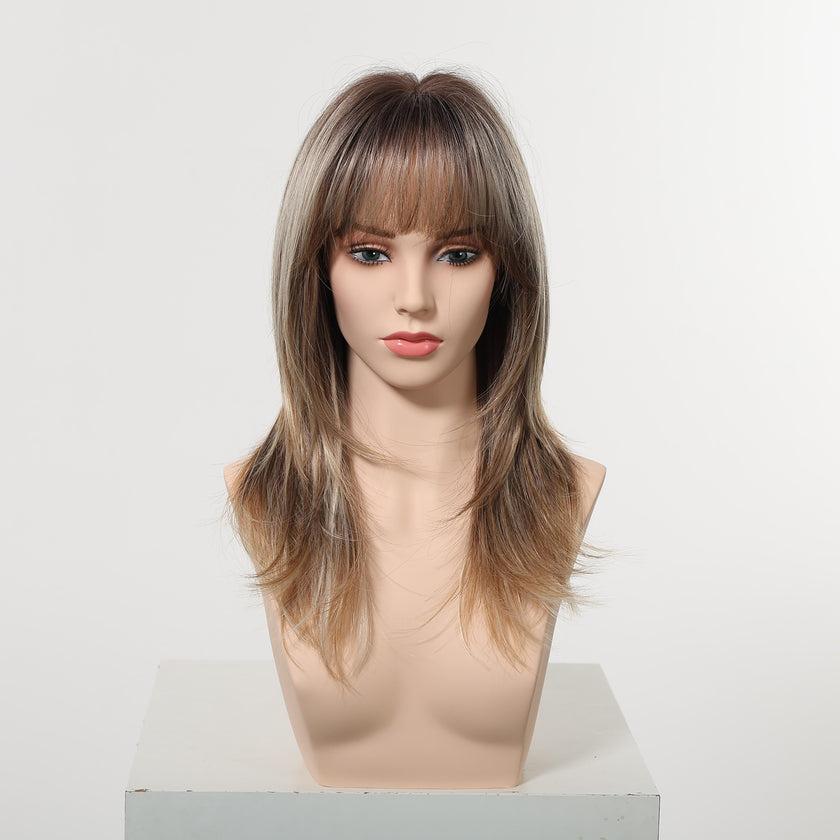 Solana C-DWY New Technology! Bionic Silk Top 20-Inch Long Wave Light Brown Glueless Synthetic Wig