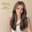 Rooney -DWY Pre-cut U part Diamond Lace Mid length Cool Mushroom Brown Highlights Scandi Hairline Hair Glueless Synthetic Wigs for Women 15 Inches