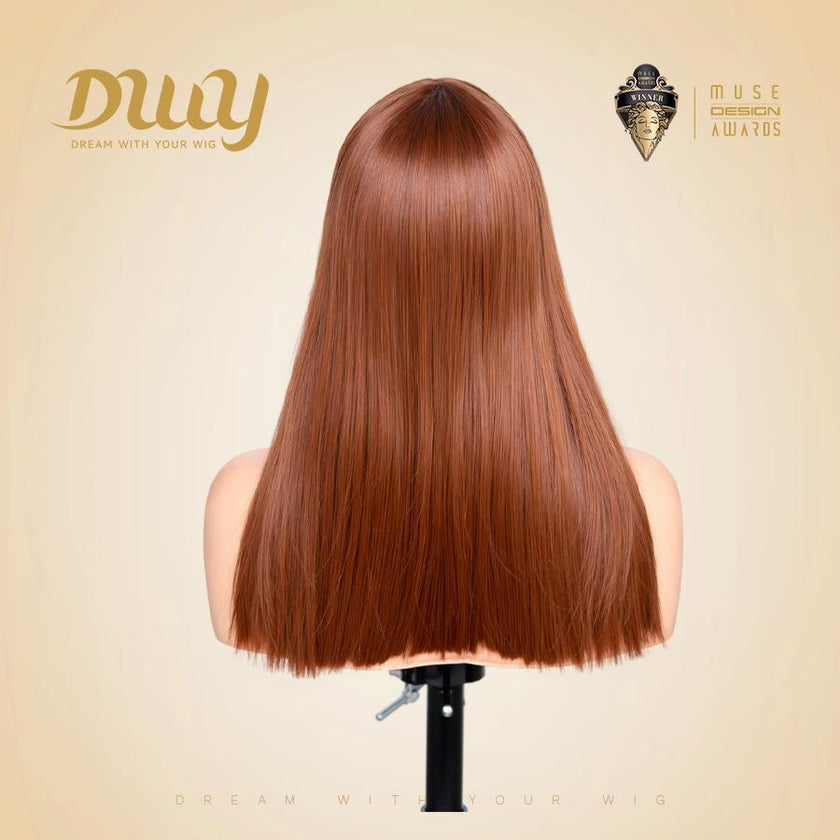 [Festival Limited] Julian-DWY Mid-length Auburn Copper with Bangs Glueless Synthetic Wig for Women 18 Inches