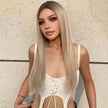 DWY 30-Inch Lace Front Wig - Silk Straight Natural Synthetic Wig with Middle Parting T-Part Design