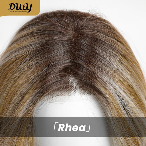 Rhea-DWY Mono 22-Inch Lace Front Curly Wig - Blonde with Dark Roots