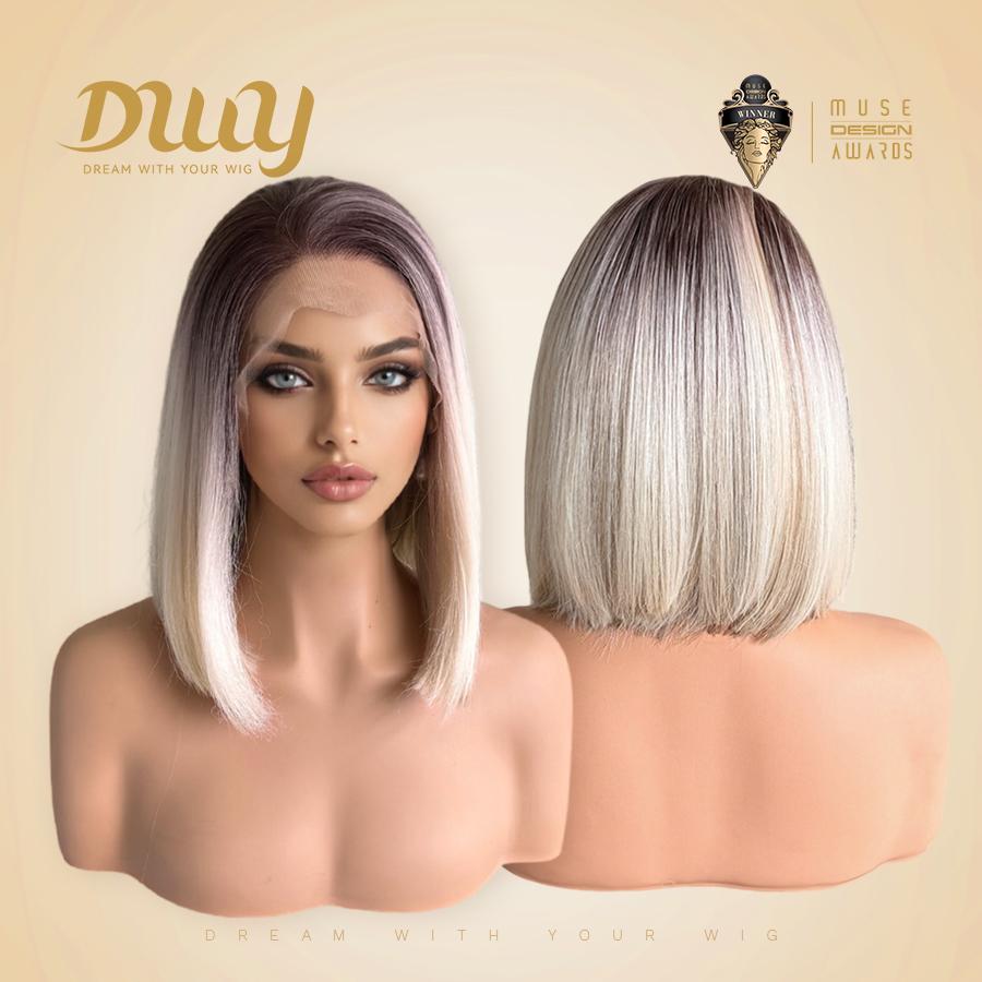 Luna-DWY 13×6 Lace Front Free Part Shoulder Length Bob Glueless Synthetic Wig