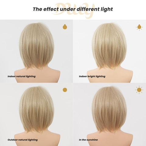 Zora-DWY MiraScalp Short Wavy Blonde Bobo Hair Glueless Synthetic Wig