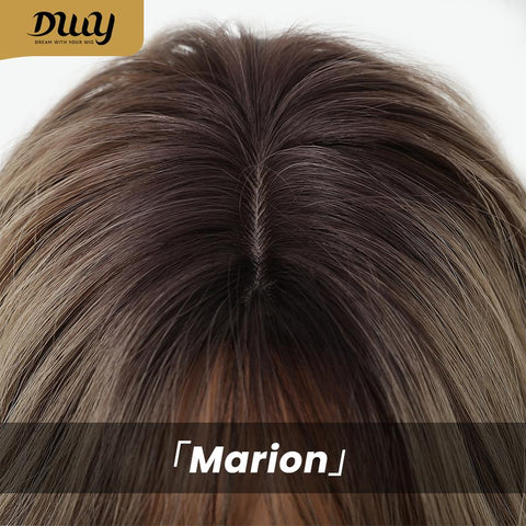 Marion-DWY Middle-length Light Brown Layered with Highlights Glueless Synthetic Wig