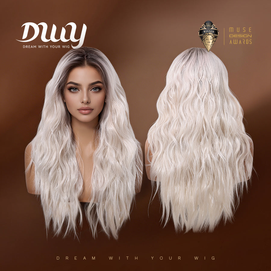 Corinna C-DWY Long Curly Blonde 13×4 Free Part Dark Roots Wig