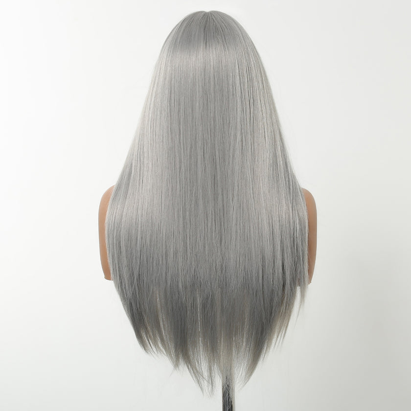 Skylar-DWY Long Straight Sliver Synthetic Wigs With Bangs