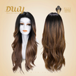 Okley-DWY Mono Lace Front Free Part Long Curly Ombre Brown Synthetic Wig