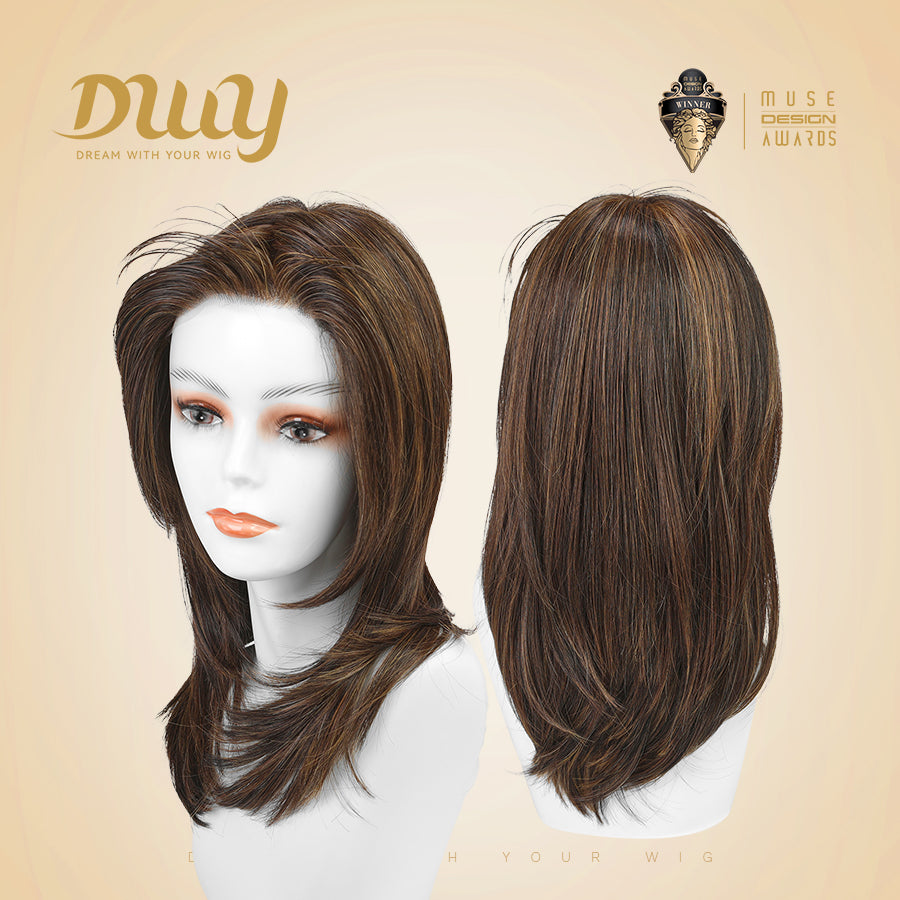 Tanya-DWY Mono Lace Front Brown Free Part Mid-Length Synthetic Wig