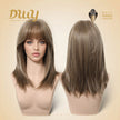 Haley C-DWY New Technology! Bionic Silk Top 16-Inch Long Wave Light Tea Brown Glueless Synthetic Wig
