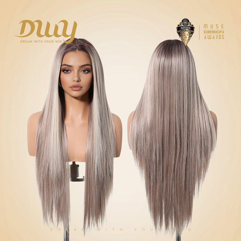 Calista C- DWY 13×6 Lace Front Free Part Long Blonde Gradient Straight Glueless Synthetic Wig