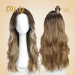 Layla H-DWY Mono Lace Front Free Part Long Wavy Ombre Blonde Glueless Synthetic Wig for Women 24 Inches