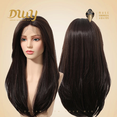 Kaitlyn-DWY 13*4 Free Parting Hand -Tied Top Middle Length  Glueless Synthetic Wig