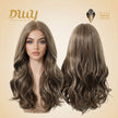 Skylar-DWY Mono Lace Front Free Part Long-Length Curly Brown with Highlights Glueless Synthetic Wig for Women 20 Inches