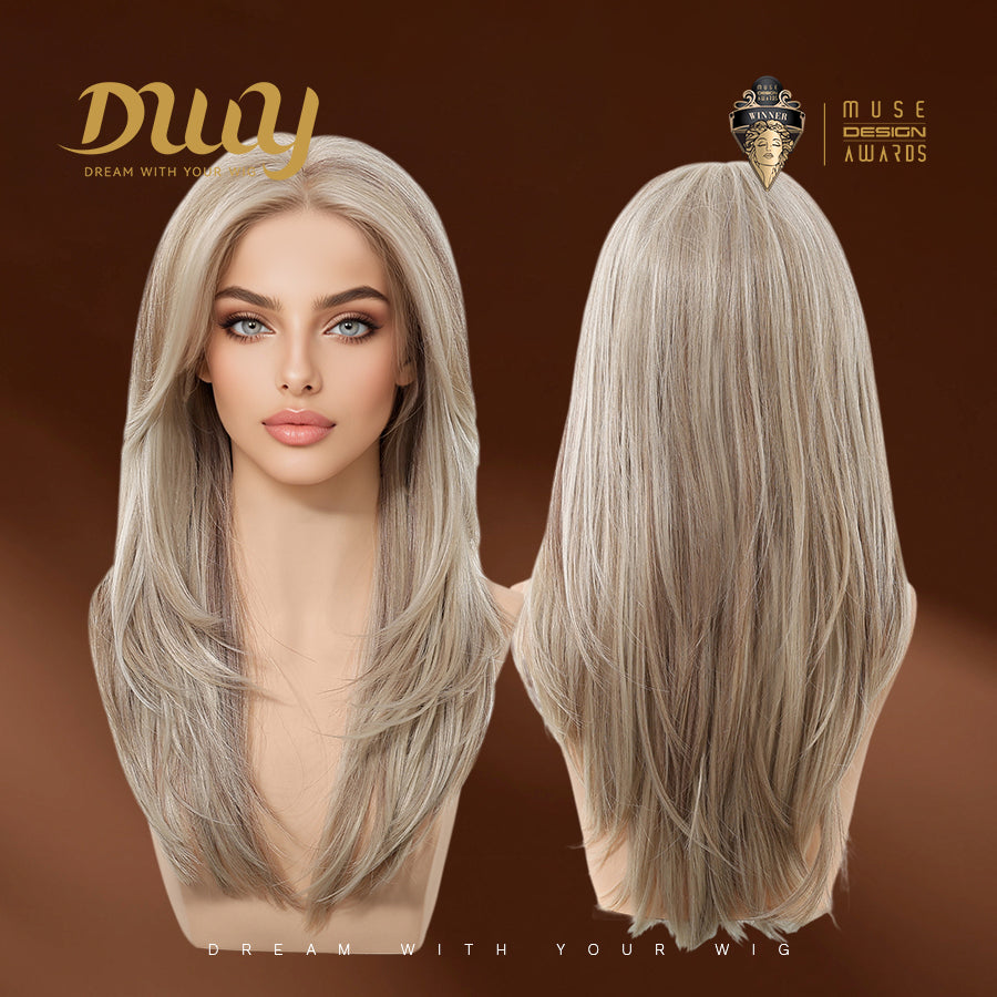 DWY Adeline- DWY 13×4 Filter Lace Front Free Part Layered  Straight Blonde Synthetic Wig