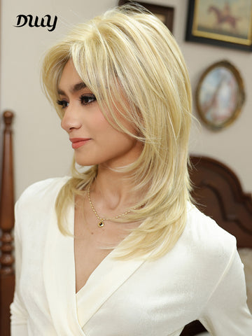 DWY-Mono Top Synthetic Lace Front Wig for Women Short Hair blonde