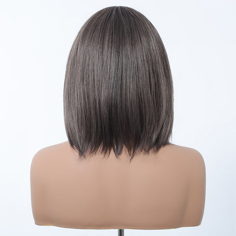 【Early Black Friday】Dwy Purple and Grey Natural Bob-Synthetic Wig