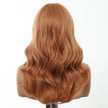 Rina-DWY Machine Made Mid-length Wavy Hairstyle Auburn with Blunt Bangs Glueless Synthetic Wig for Women 18 Inches