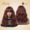 Catalina-DWY Machine Made Dark Red Wavy Bob wigs Glueless  Synthetic  Wig for Women 16  Inches