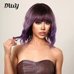 Amelia-DWY Ombre Purple Curly Wig With Bangs