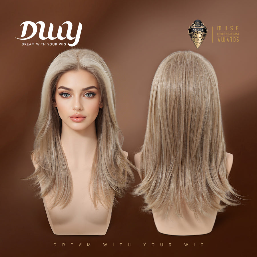 Isolde (lace) C- DWY NEW DWY 13×4 Lace Front Free Part Mid-Length Straight Blonde Glueless Synthetic Wig