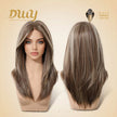 Willa- NEW! DWY Pre-cut U part Diamond Lace Long-length Lace Icy Bronde Highlighted Layer-cut Curly Hair Glueless Synthetic Wigs for Women 22 Inch