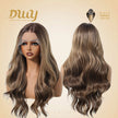 Mocca-DWY 13×6 Libera Lace Free Part Long-Length Wavy Brown with Highlights Synthetic Wig