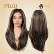 Amaris C-New! DWY 13×4 Lace Front Free Part Long-Length Straight Brown with Blonde Highlights Beautiful Layer Glueless Synthetic Wig for Women 24 Inches
