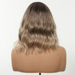Diane-DWY Machine Made Short-length Water Wave Blonde Gradient Bob Hair with Bangs Glueless Synthetic Wig for Women 14 Inches
