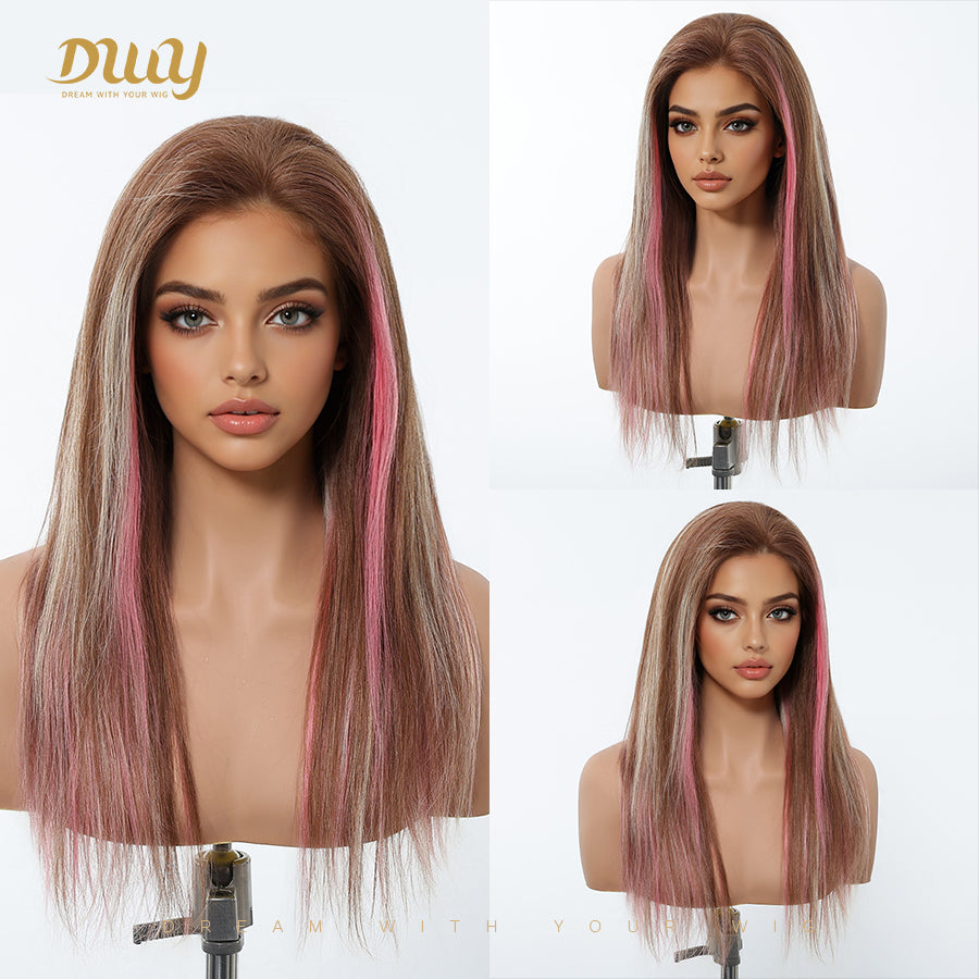 Cristina C- DWY Human Hair Pre Plucked Long-Length Hair 13*6 Natural Textured Hair Invisible HD Lace Frontal Wigs for Women 24 Inches