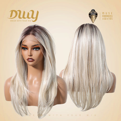 DWY Devi-DWY 13x6 Lace Front Free Part Mid-Length Straight Blonde Glueless Synthetic Wig