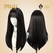 Katie-DWY Long-length Sliky Stright Black with Bangs Glueless Synthetic Wig
