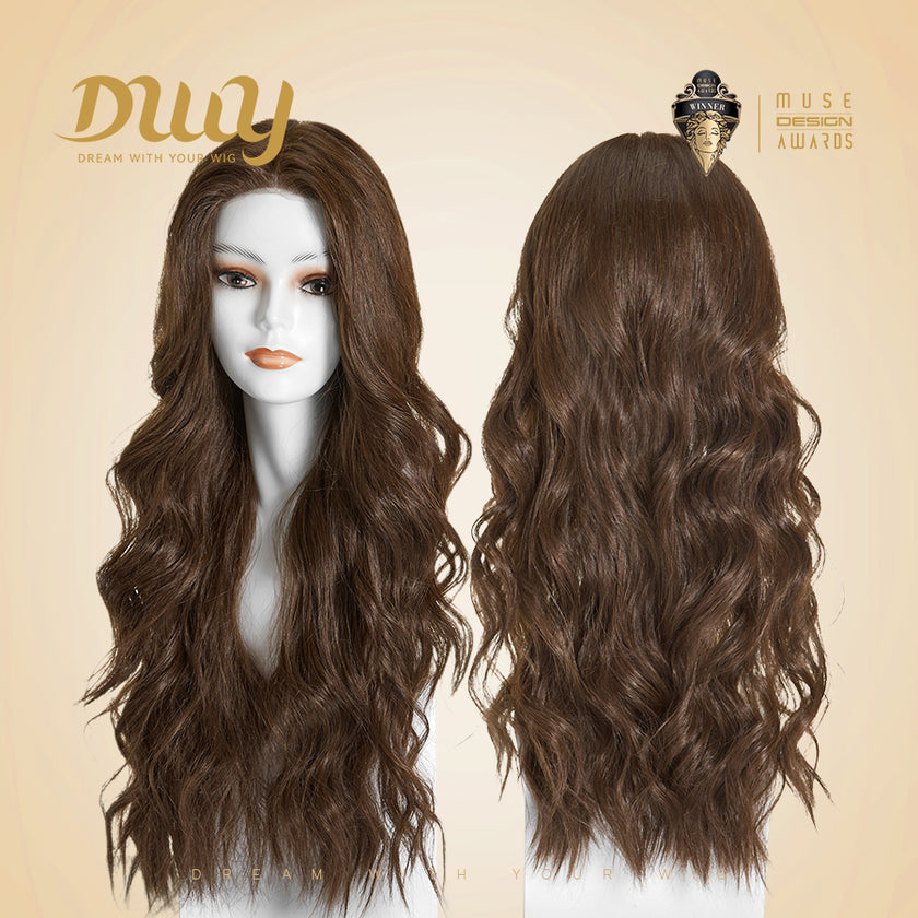 Brittany-DWY Mono Lace Front Free Part Brown Tresses Wavy Synthetic Wig