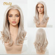 Lainey H-NEW COLOR DWY 13×4 Free Parting Hand -Tied Top Middle Length Light Brown with Highlights  Glueless Synthetic Wig