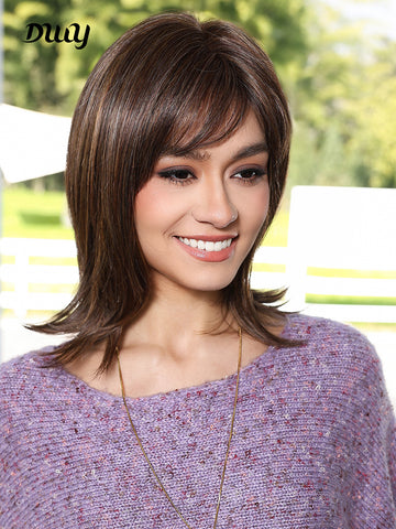 DWY-Mono Top Synthetic Lace Front Wig for Women Short Hair brown