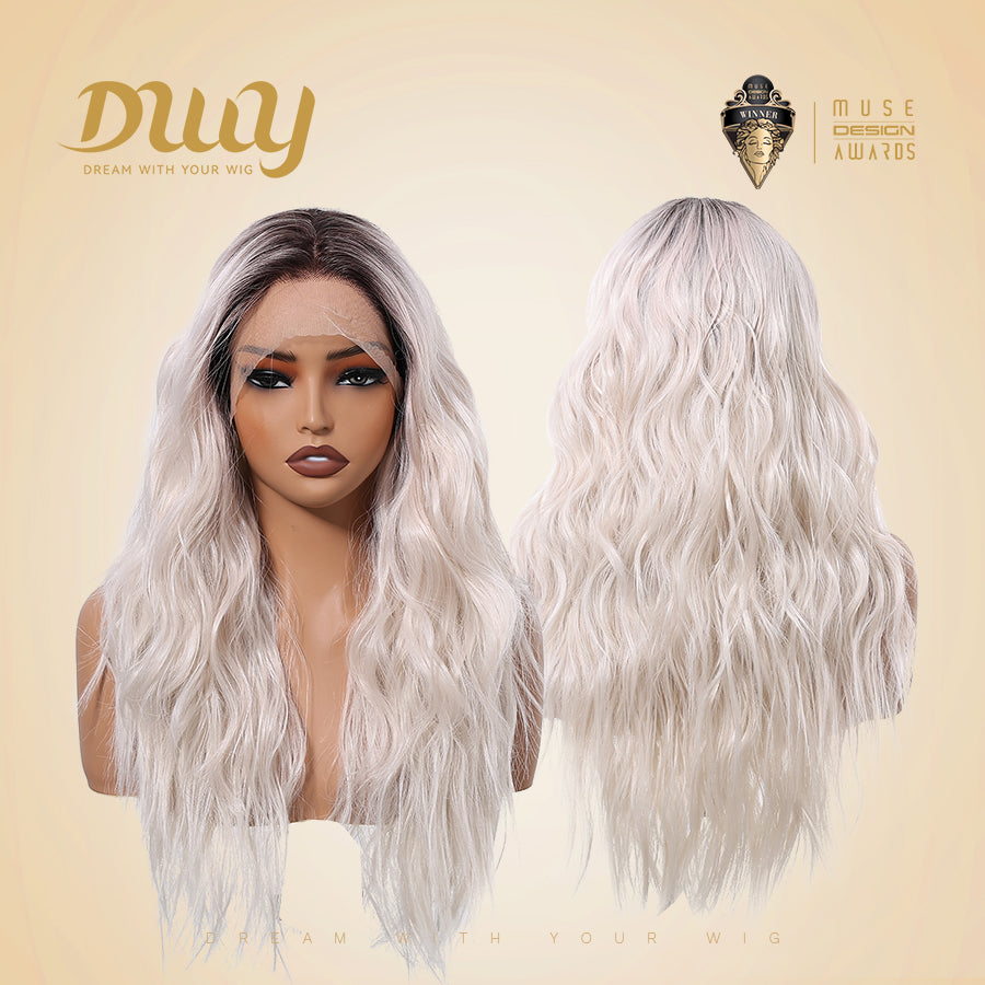 Corinna C-DWY Long Curly Blonde 13×4 Free Part Dark Roots Wig