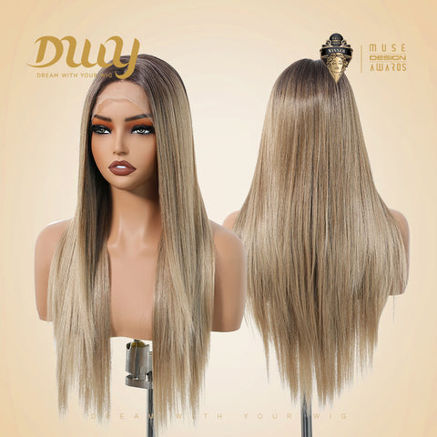 Patricia-DWY Lace Front T Part Long Brown Gradient Glueless Synthetic Wig