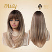 Bonia-DWY Long Curly MiraScalp Ombre Blonde With Bangs Dark Roots Glueless Synthetic Wig