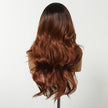 DWY Copper Brown Natural Wavy Synthetic Wig with Middle Parting