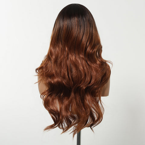 【Early Black Friday】DWY Copper Brown Natural Wavy Synthetic Wig with Middle Parting