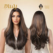 Arielle-DWY Lace Front Middle Part Long-Length Natural Wavy Dark Brown with Highlights Glueless Synthetic Wig