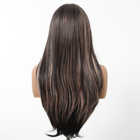 【Early Black Friday】Dwy Frontal Lace Layered Mixed Brown Natural Synthetic Wig