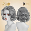 Suri-DWY Mono SkinWeft Free Part Short Curly White Gray Glueless Synthetic Wig