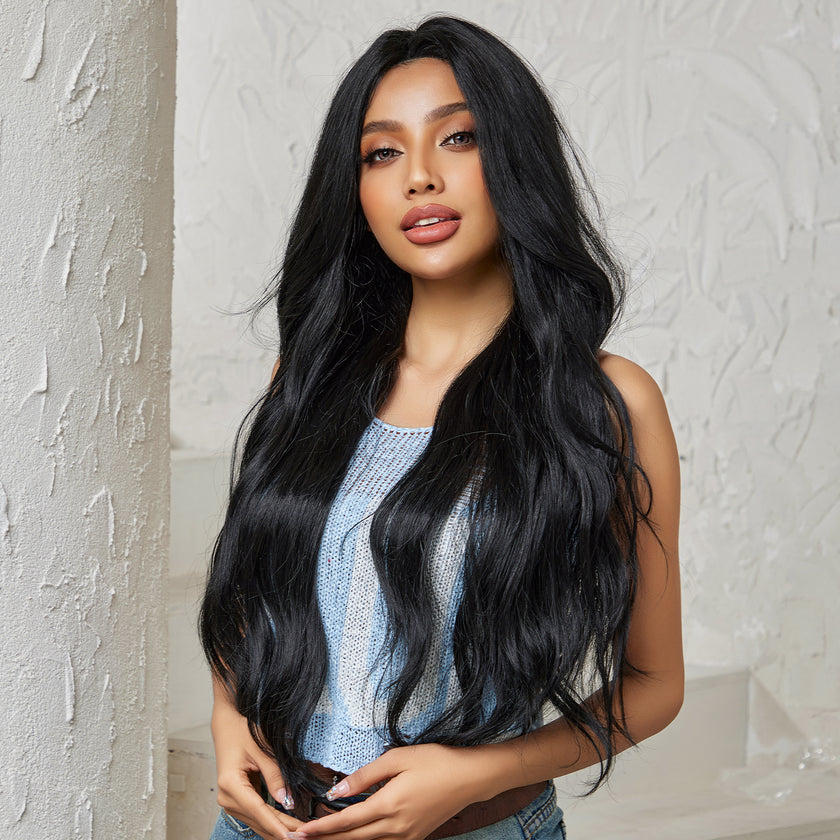 DWY Lace front 28 Inch black long curly wig for women DWY-BL66088-1