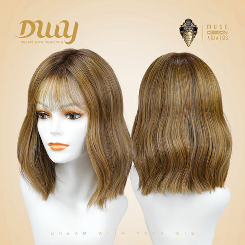 Nia- DWY Mono SkinWeft Free Part Short Curly Caramel Glueless Synthetic Wig