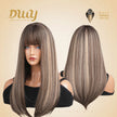 (Us Only)DWY MiraScalp Delia-DWY Mid Length Straight Cool Brown & Blonde Highlights Wig