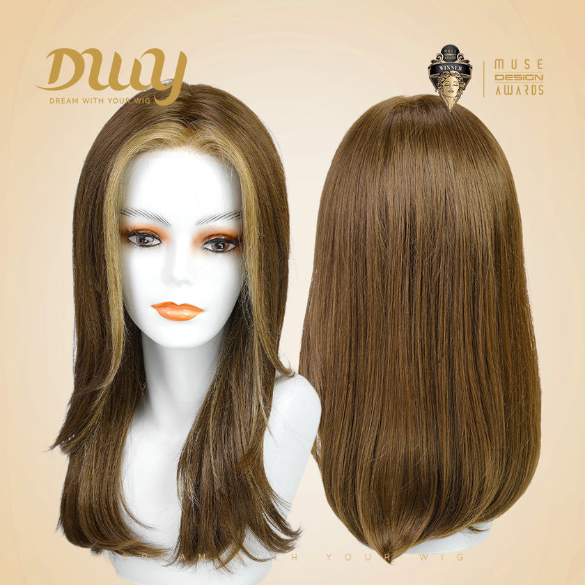 Morita-DWY Mono Lace Front Free Part Long Highlighted Blonde Synthetic Wig