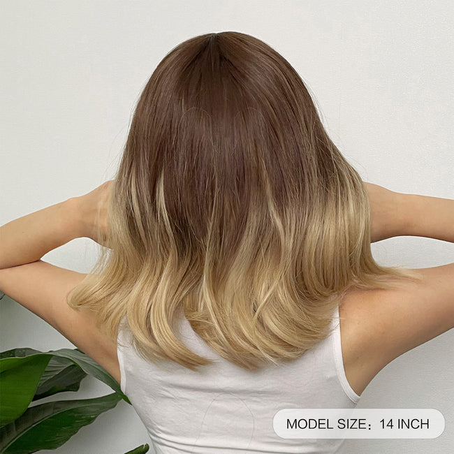 DWY Ombre Blonde Short Wavy Synthetic Wig With Bands