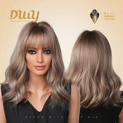 【Early Black Friday】DWY Dorian Shoulder-Length Natural Curls Gold Blonde Synthetic Wig